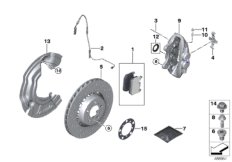 Тормозной механизм переднего колеса для BMW F83N M4 S55 (схема запасных частей)