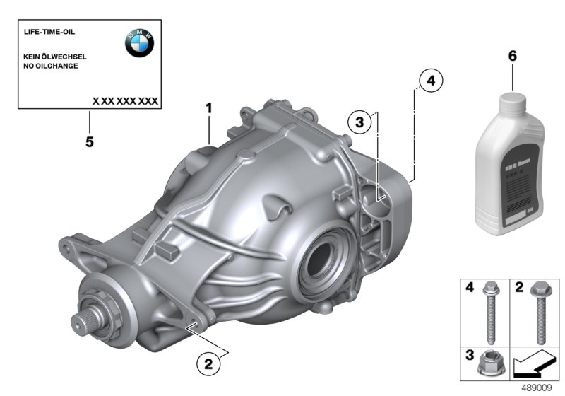 редуктор главной передачи для BMW F01 750iX N63 (схема запчастей)