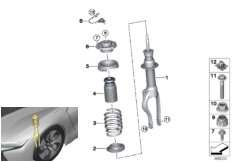 Стойка амортизатора Пд VDC/доп.элементы для BMW I15 i8 B38X (схема запасных частей)
