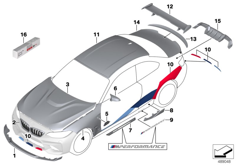 Аэродинам.принадлежности M Performance для BMW F87N M2 Competition S55 (схема запчастей)
