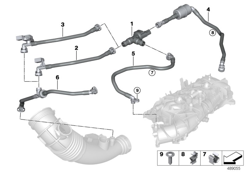 Клапан вентиляции топливного бака для BMW G31 520i B48D (схема запчастей)