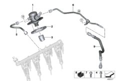 Насос высокого давления/трубопроводы для BMW G30 530iX B46D (схема запасных частей)