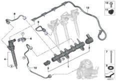 Ресивер/инжектор/провод для BMW G31 520d XD5 (схема запасных частей)