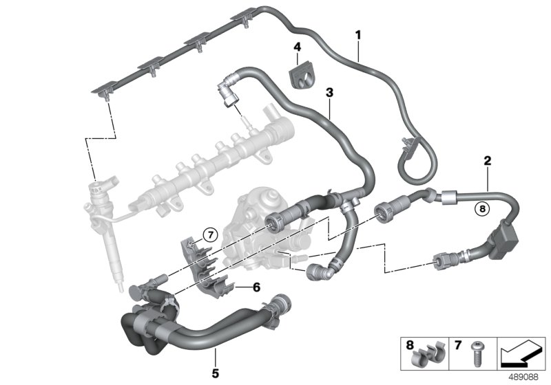 Топливопроводы/элементы крепления для BMW G21 320dX B47D (схема запчастей)