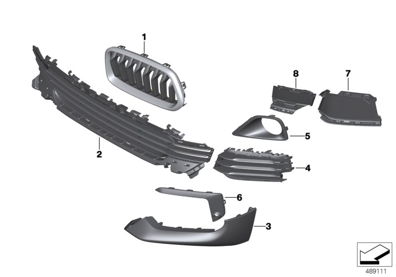 Облицовка, декор.элементы Пд для BMW F39 X2 18i B38C (схема запчастей)