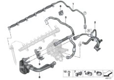 Топливопроводы/элементы крепления для BMW G15 840dX B57 (схема запасных частей)