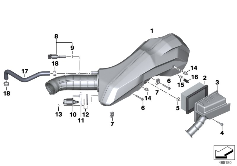 Глушитель шума всасыв./сменн.эл.фильтра для BMW K08 C 400 GT (0C06, 0C16) 0 (схема запчастей)