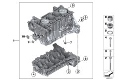 Блок-картер двигателя для BMW F21N 120i N13 (схема запасных частей)