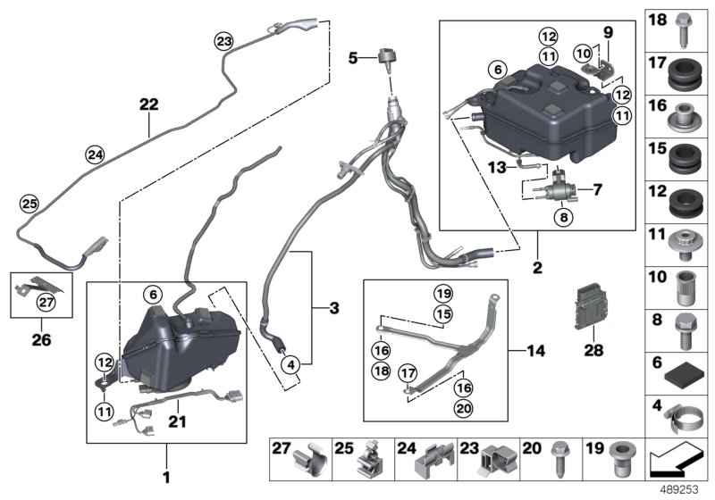 Система SCR для BMW F23N 220d B47 (схема запчастей)