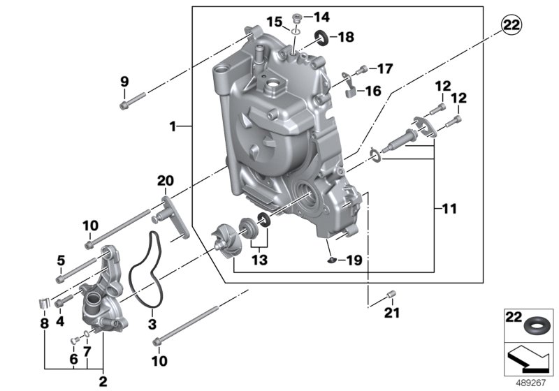 Крышка картера двигателя П для BMW K08 C 400 GT (0C06, 0C16) 0 (схема запчастей)