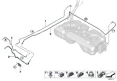 Топливопровод/ элементы крепления для BMW F60 Cooper ALL4 B38C (схема запасных частей)