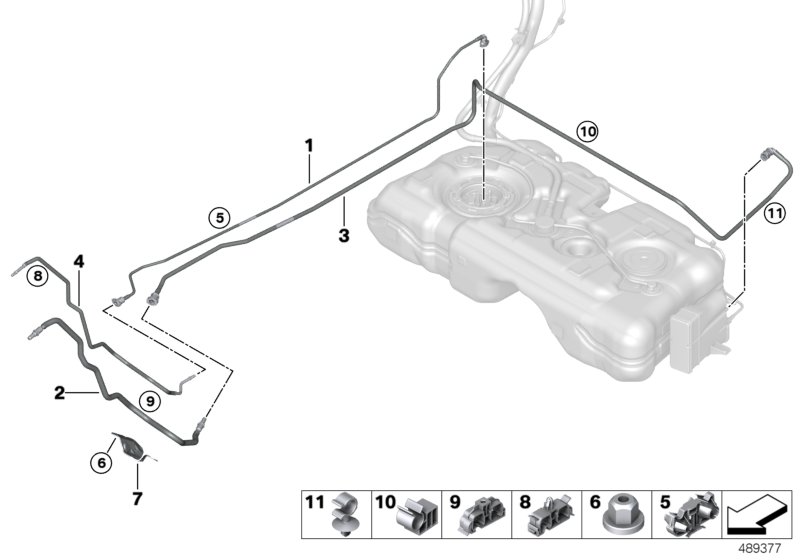 Топливопровод/ элементы крепления для BMW F56 Cooper B36C (схема запчастей)