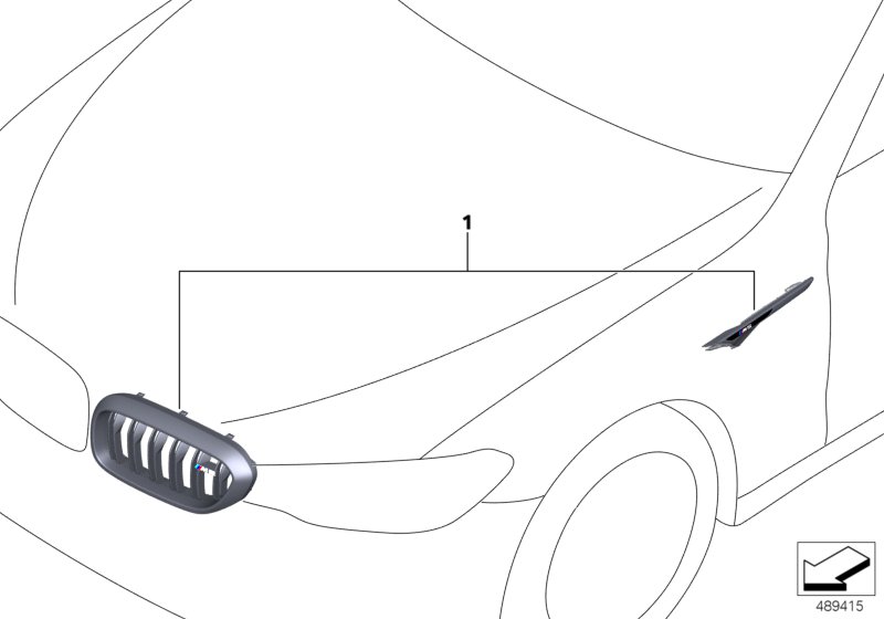 Комплект дооснащения F90 декорат.решетка для BMW F90 M5 S63M (схема запчастей)