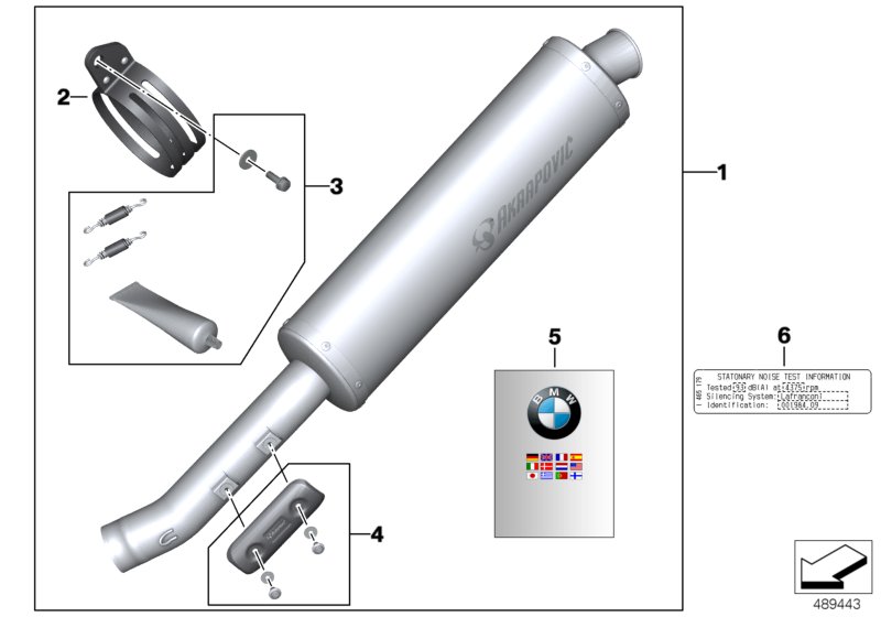 Спортивный глушитель для BMW K25H HP2 Enduro (0369,0389) 0 (схема запчастей)