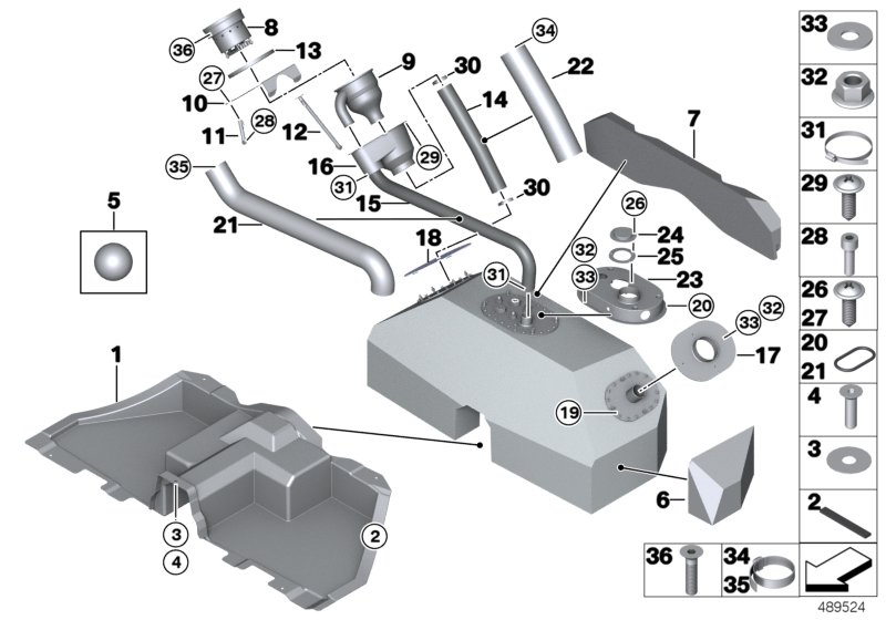Топливный бак/дополнительные элементы для BMW MOSP M6 GT3 P63 (схема запчастей)