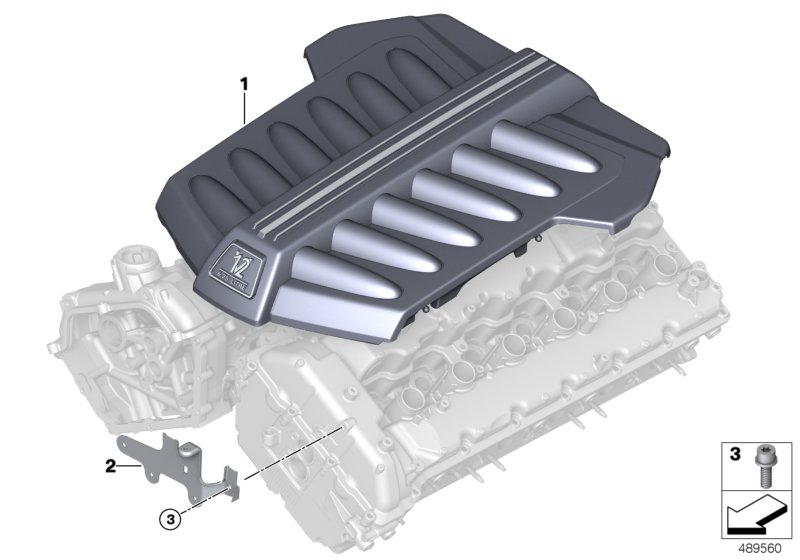 Звукоизоляционный кожух двигателя для BMW RR31 Cullinan N74L (схема запчастей)