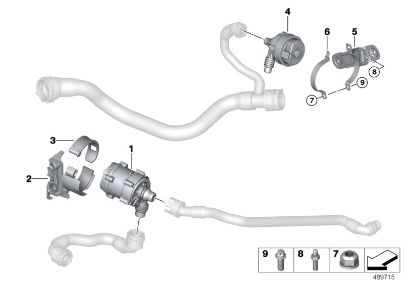 Электрический насос ОЖ / крепление для BMW G32 630iX B58C (схема запчастей)