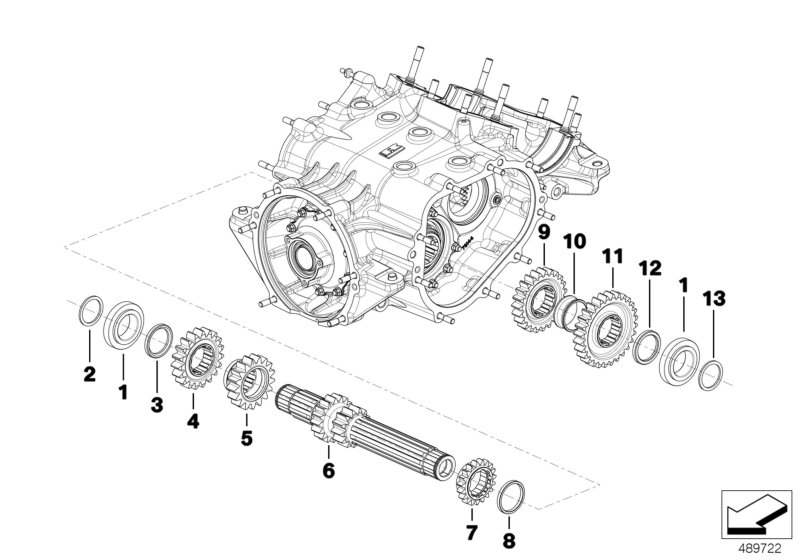 Детали коробки передач для BMW MOSP M6 GT3 P63 (схема запчастей)