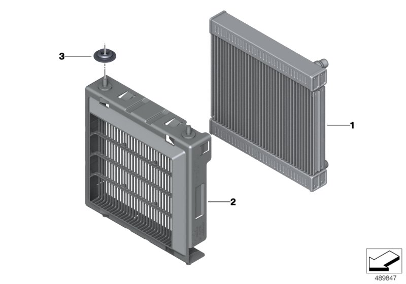 вынесенный радиатор ОЖ для BMW G32 640iX B58 (схема запчастей)
