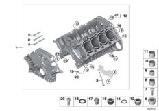 Блок-картер двигателя для BMW E65 740i N62N (схема запасных частей)
