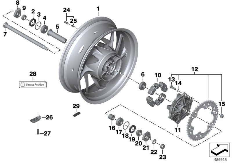 Литой диск Зд для BMW K73 F 800 R (0217,0227) 0 (схема запчастей)