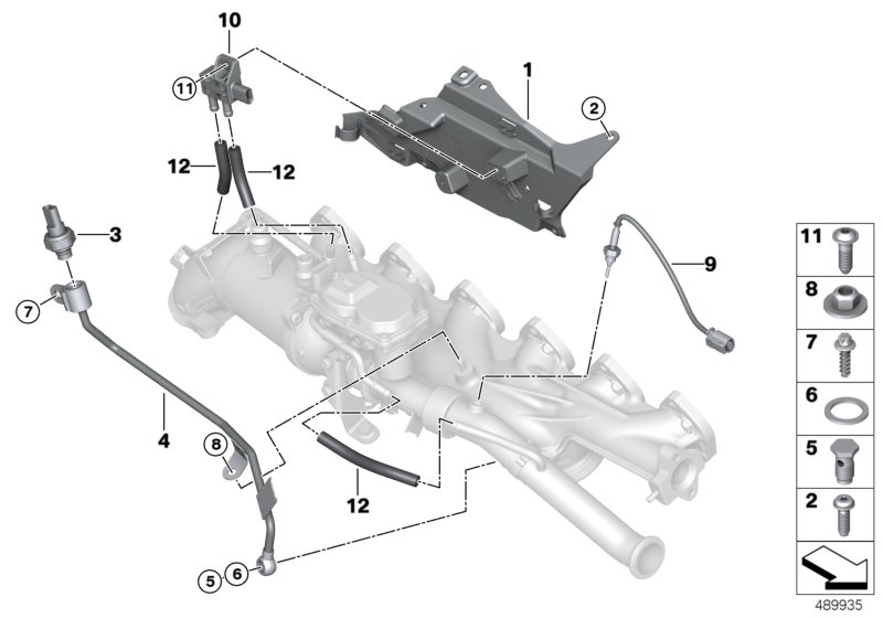 Датчики содерж.кислорода в отработ.газах для BMW G01 X3 M40dX (TX91) B57 (схема запчастей)