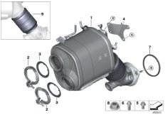 Катализатор/сажевый фильтр для BMW G05 X5 M50dX B57S (схема запасных частей)