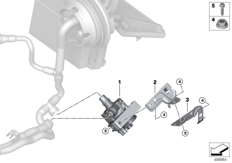Электрический насос ОЖ / крепление для BMW F54N Cooper S B48C (схема запчастей)