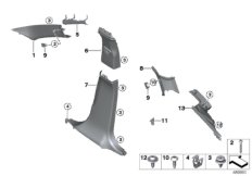 Облицовка стойки A / B / C / D для BMW F26 X4 20iX N20 (схема запасных частей)