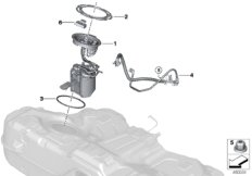 Топливный насос/датчик уровня наполнения для BMW RR11 Phantom N74L (схема запасных частей)