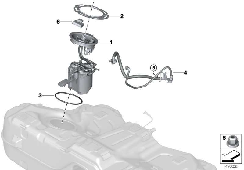 Топливный насос/датчик уровня наполнения для BMW RR31 Cullinan N74L (схема запчастей)