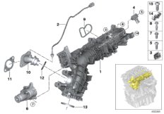 Система впуска AGR с упр.заслонками для BMW G30 520dX B47D (схема запасных частей)