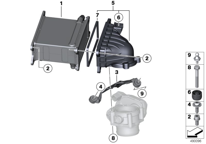 Охладитель наддувочного воздуха для BMW RR11 Phantom N74L (схема запчастей)