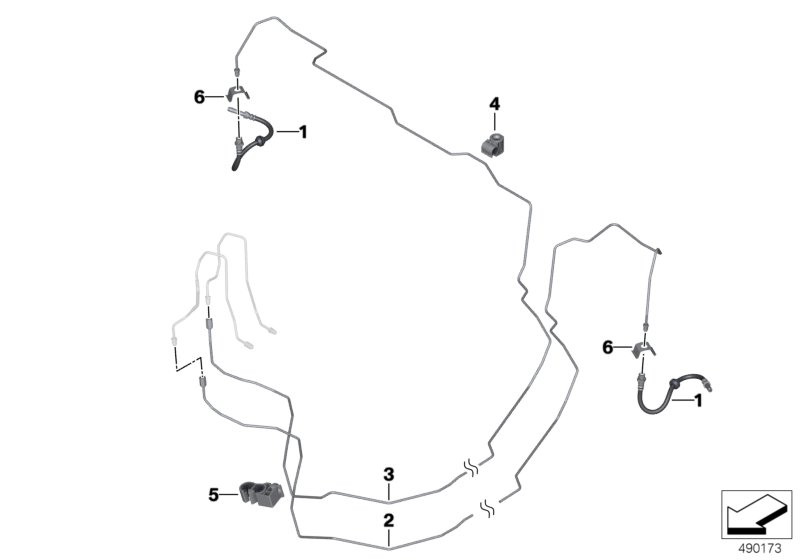Трубопровод тормозного привода Зд для BMW F92 M8 S63M (схема запчастей)