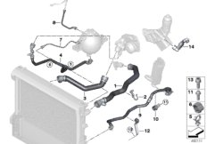 Шланги системы охлаждения для BMW G01 X3 18d (TX15) B47 (схема запасных частей)