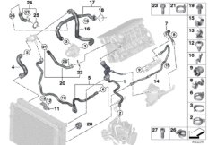 Шланги системы охлаждения для BMW F02N Hybrid 7L N55 (схема запасных частей)