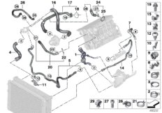 Шланги системы охлаждения для BMW F06 640i N55 (схема запасных частей)