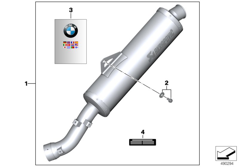 Спортивный глушитель для BMW K255 R 1200 GS Adve. 10 (0470,0480) 0 (схема запчастей)