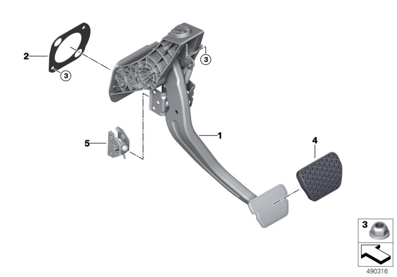 Педальный механизм АКПП для BMW G07 X7 50iX N63M (схема запчастей)