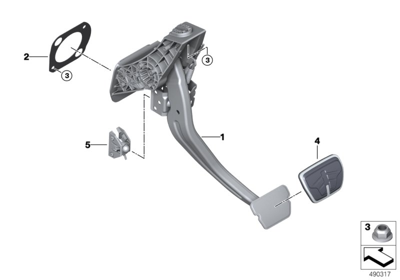 Педальный механизм АКПП для BMW G06 X6 M50iX N63B (схема запчастей)