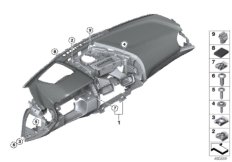 облицовка панели приборов для BMW G15 M850iX N63B (схема запасных частей)