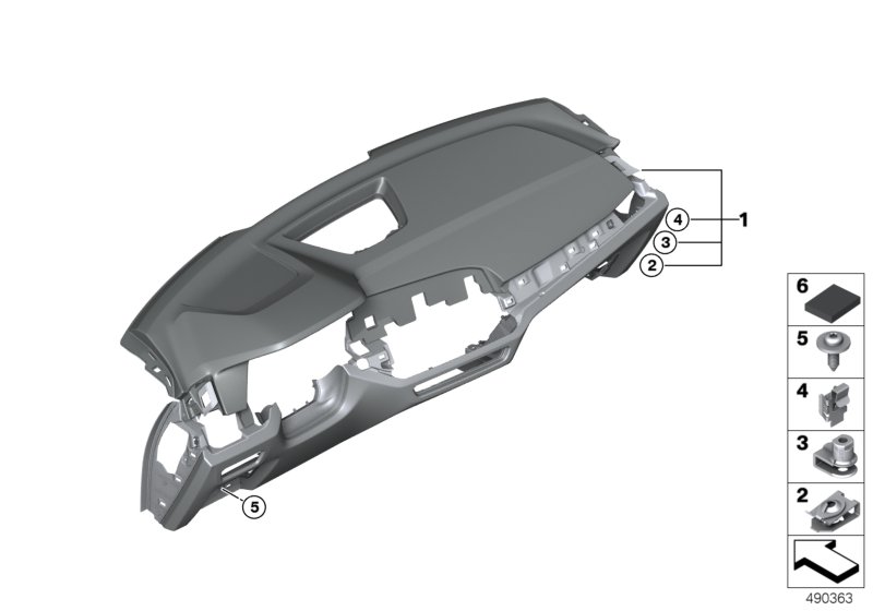 облицовка панели приборов для BMW G06 X6 M50iX N63B (схема запчастей)