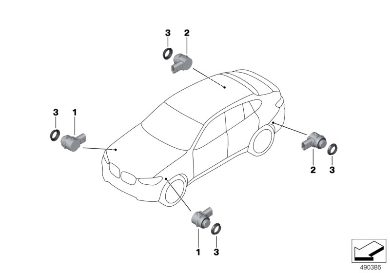 Системы парковки для BMW G02 X4 30iX B48D (схема запчастей)