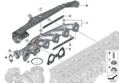 Выпускной коллектор-рециркуляция ОГ для BMW F16 X6 30dX N57N (схема запасных частей)