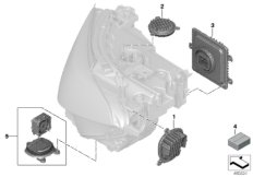 Детали электронного блока фары для BMW F91 M8 S63M (схема запасных частей)