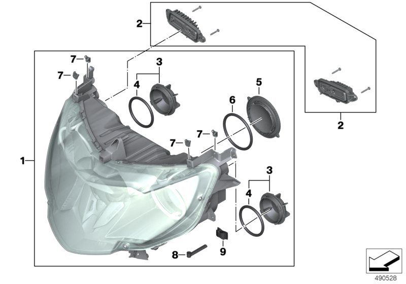 Активные ксеноновые фары для BMW K48 K 1600 GTL Excl. (0603, 0613) 0 (схема запчастей)