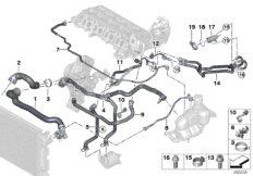 Шланги системы охлаждения для BMW F39 X2 20d B47D (схема запасных частей)