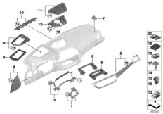 Доп.элементы панели приборов Вх для BMW G21 330d B57 (схема запасных частей)