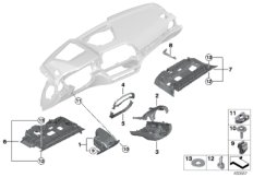 Доп.элементы панели приборов Нж. для BMW G21 320d B47D (схема запасных частей)