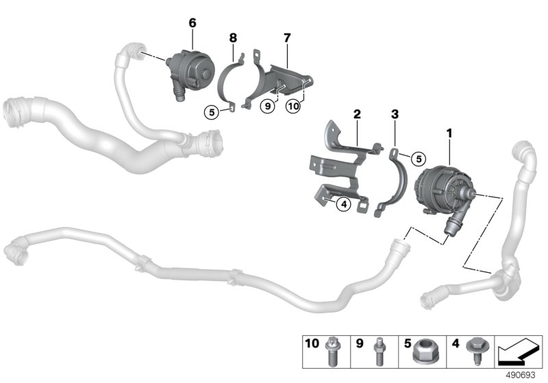 Электрический насос ОЖ / крепление для BMW G29 Z4 M40i B58C (схема запчастей)